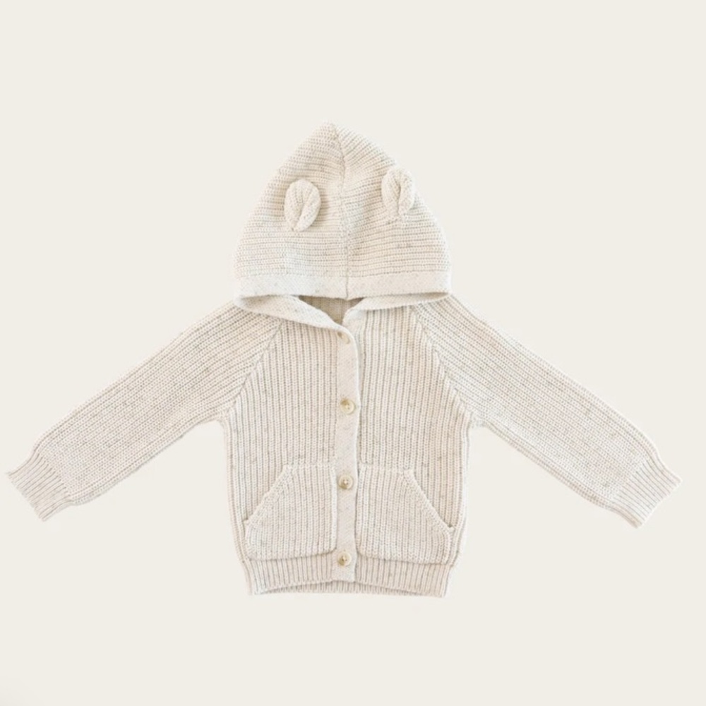 *SOLD NWT Jamie Kay bear cardigan in Pistachio Fleck size 2YRS